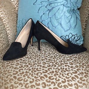 Black faux suede high vamp Express pump
